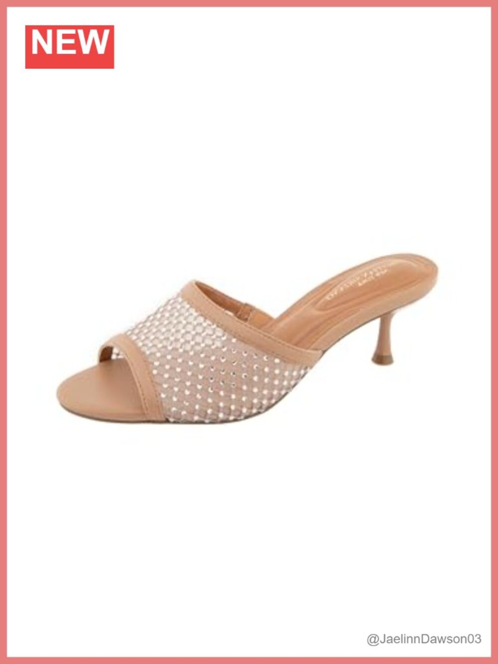 Christian Siriano Lakli Rhinestone Kitten Heel Slip On Sandals Tan